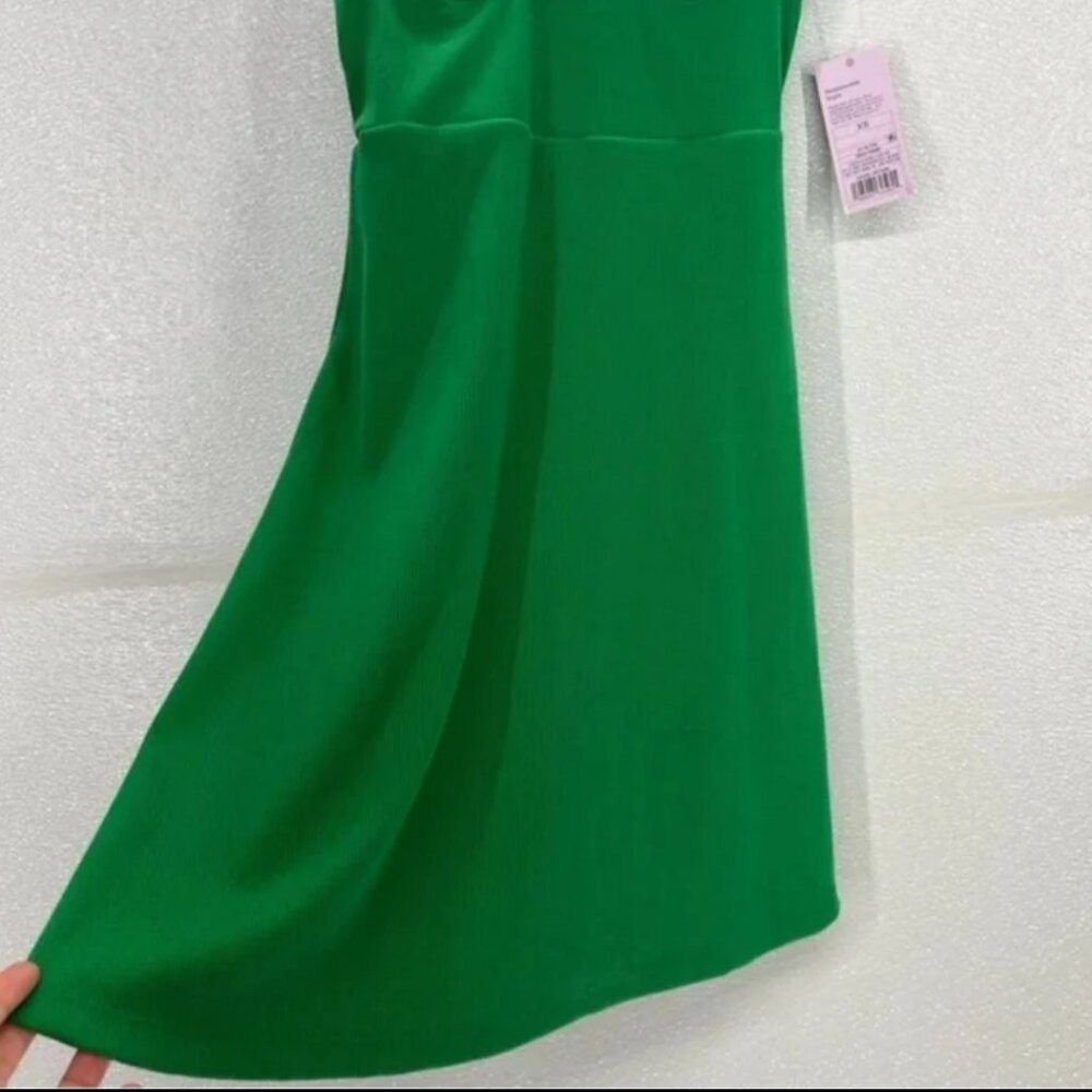 Green Ribbed Skater Midi Dress - Picture 4 of 4
